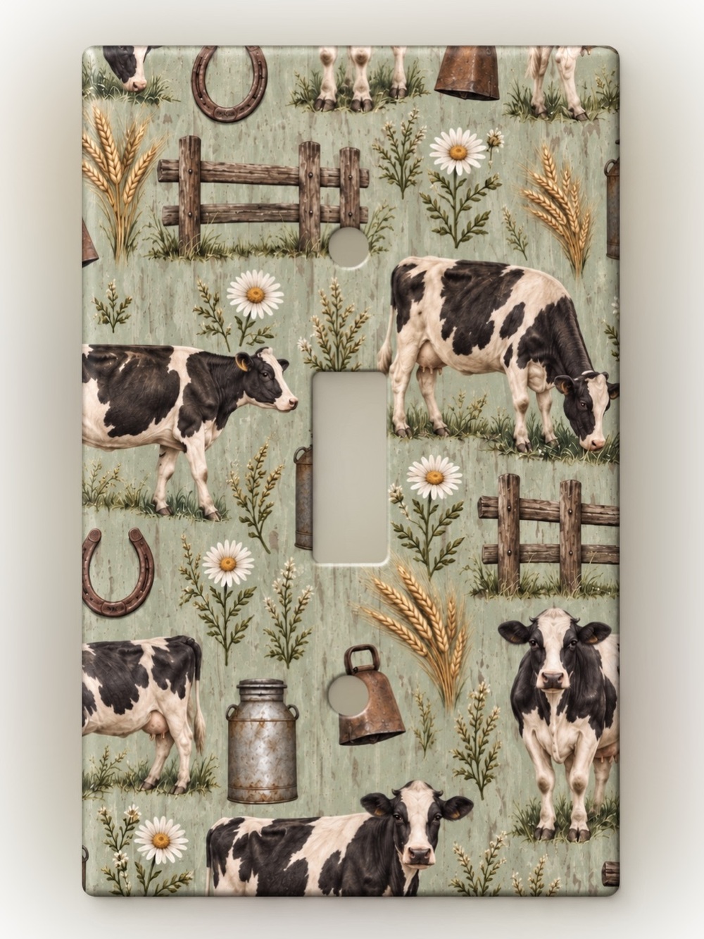 Rustic Dairy Cow Farmhouse Light Switch Cover Holstein Country Kitchen Decor